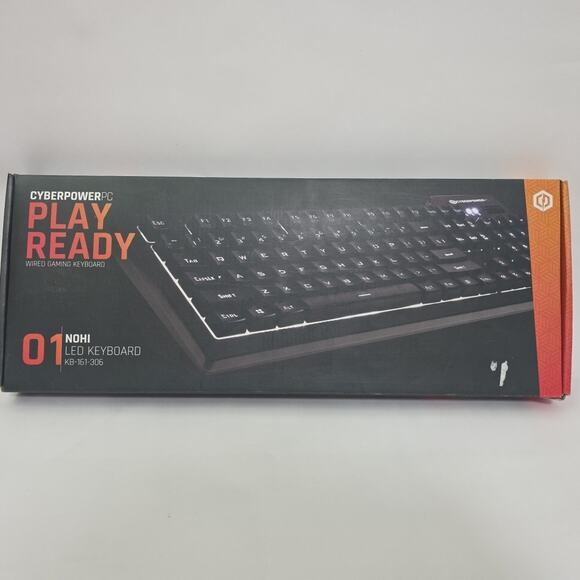 Cyberpower PC Play Ready 01 NOHI LED Wired Gaming Keyboard Black Open Box Clean - Picture 1 of 6